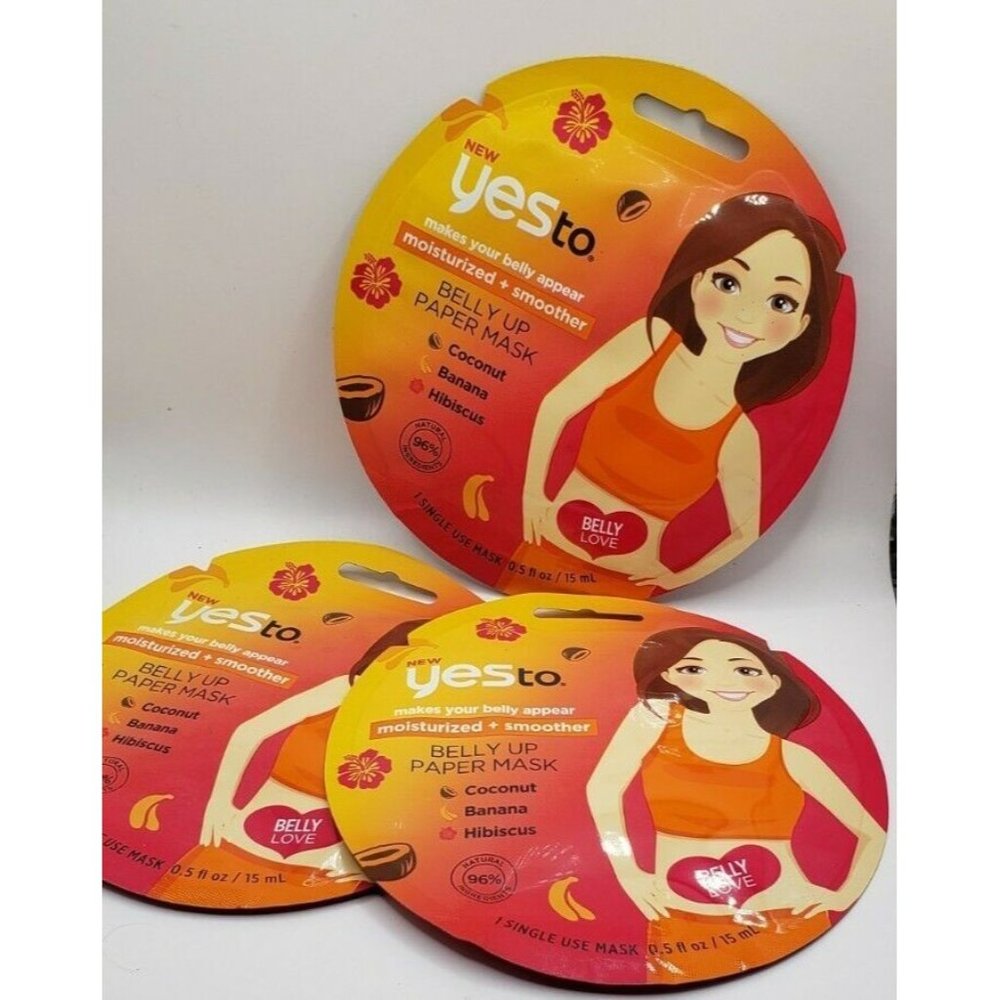 Yes To Belly Up Paper Body Mask Smoothing and Moisturizing LOT OF 3